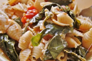 Pasta with Greens and Tomato Sauce